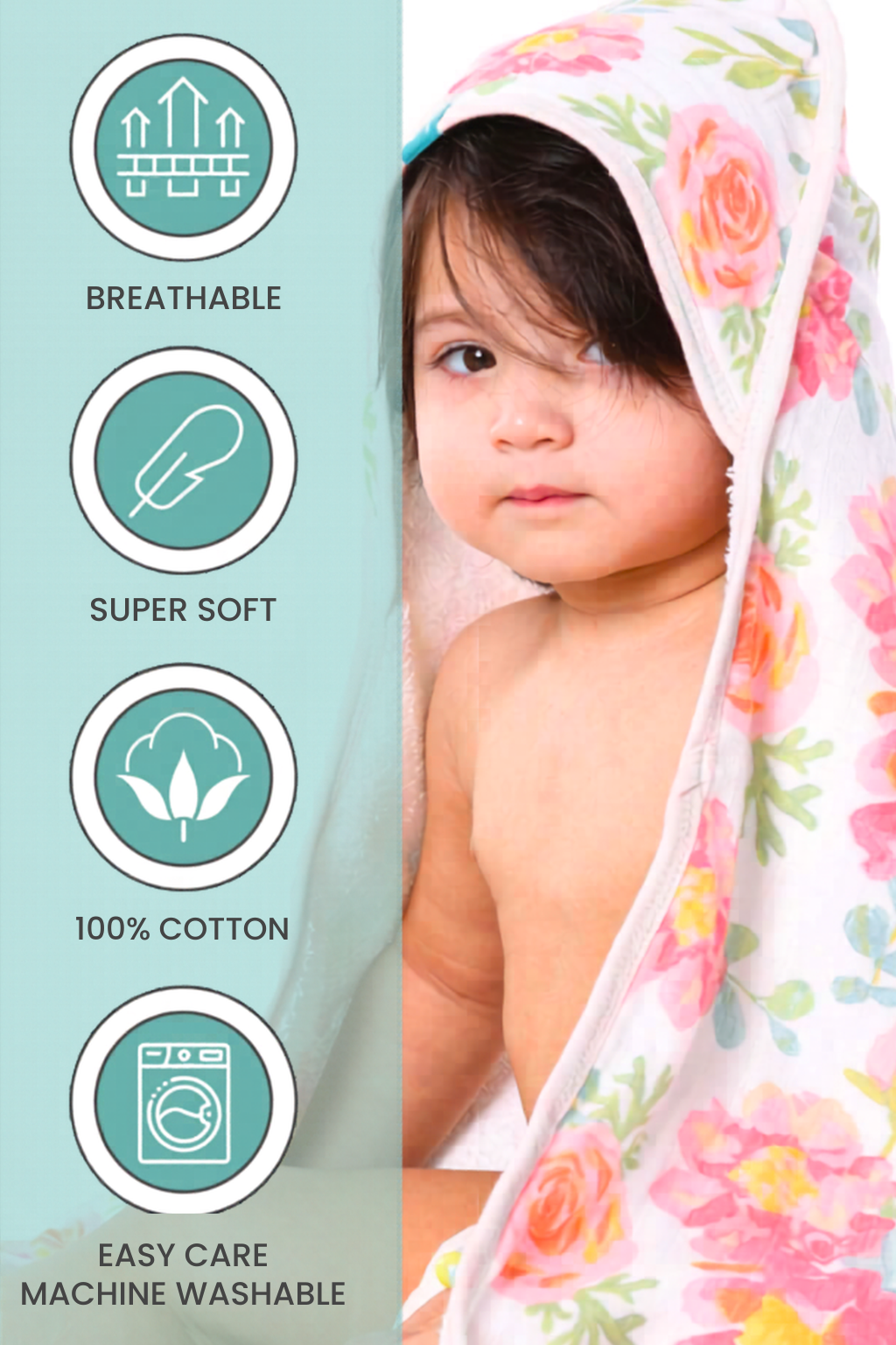 Terry Hooded Towel With 4 Wash Cloths - FB-07511