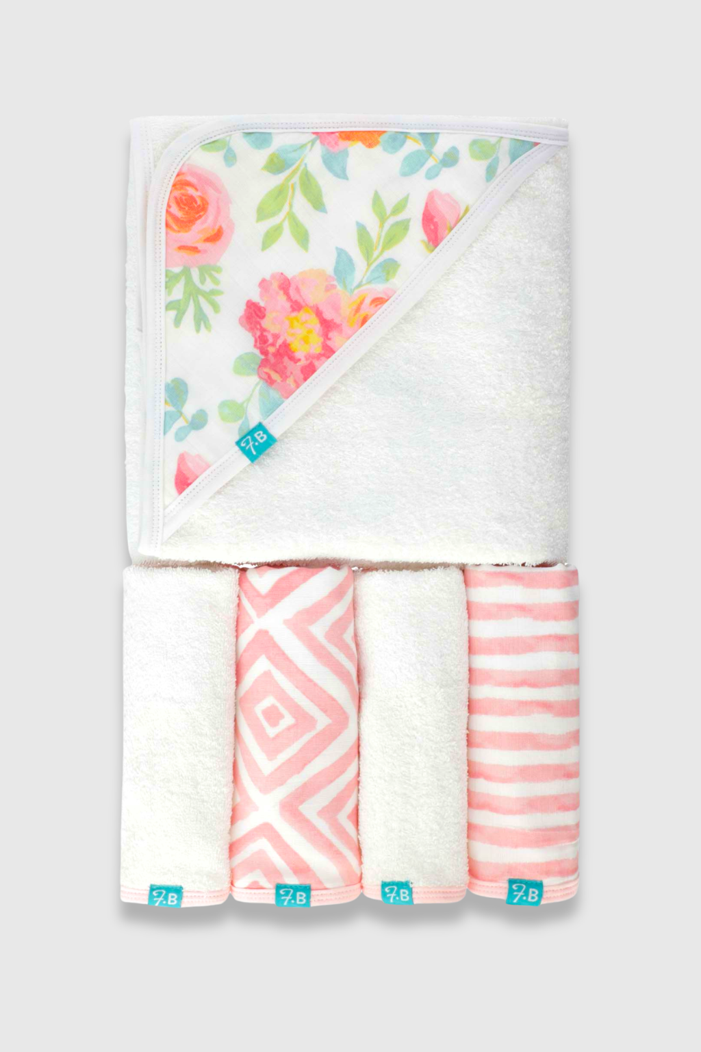 Terry Hooded Towel With 4 Wash Cloths - FB-07511