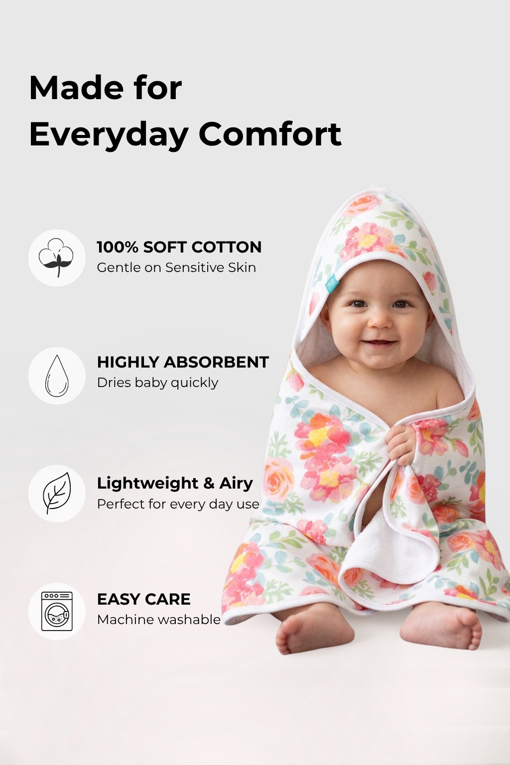 Terry Hooded Towel With 4 Wash Cloths - FB-07511