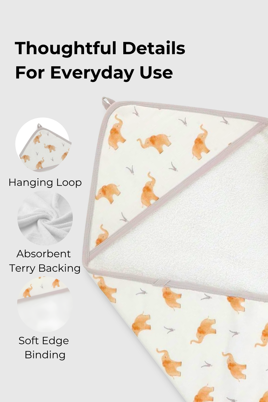 Terry Hooded Towel With 4 Wash Cloths - FB-07519