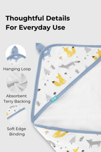 Terry Hooded Towel With 4 Wash Cloths - FB-07510