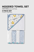 Terry Hooded Towel With 4 Wash Cloths - FB-07510