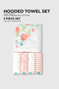 Terry Hooded Towel With 4 Wash Cloths - FB-07511