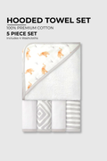 Terry Hooded Towel With 4 Wash Cloths - FB-07519
